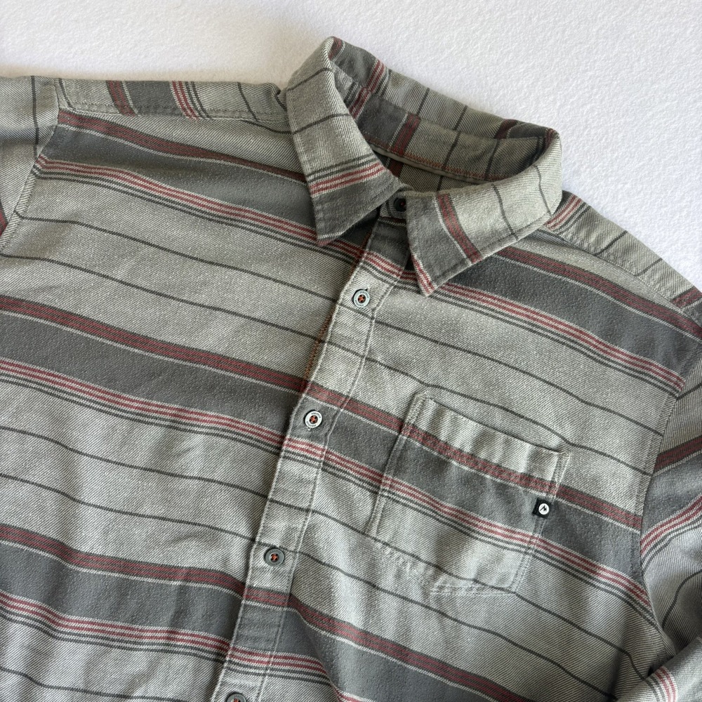 Marmot Flannel Shirt Mens XL Long Sleeve Button Up Grey Midweight Striped
